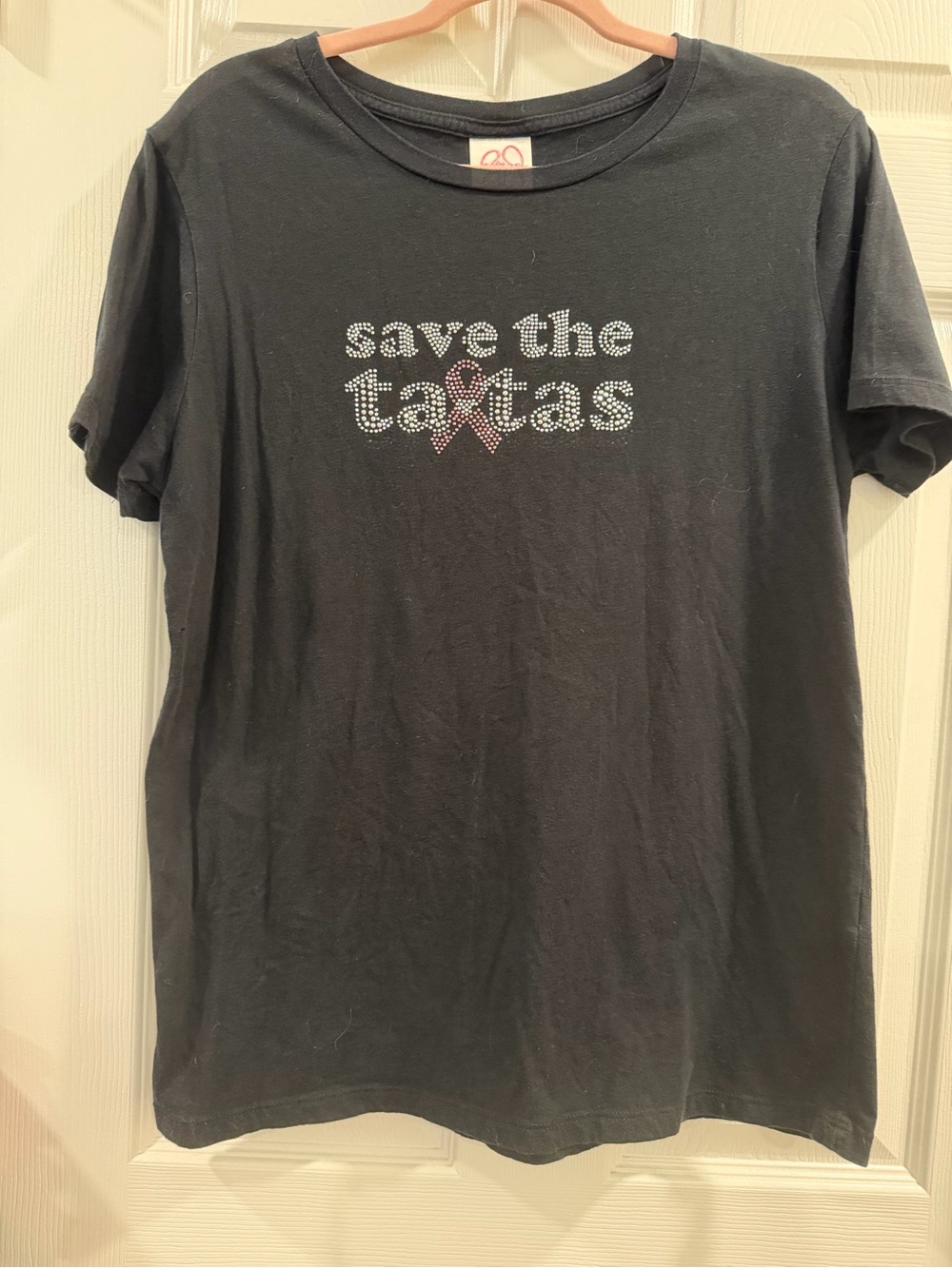 Black 'Save the Tatas' Rhinestone Tee - Breast Cancer Awareness